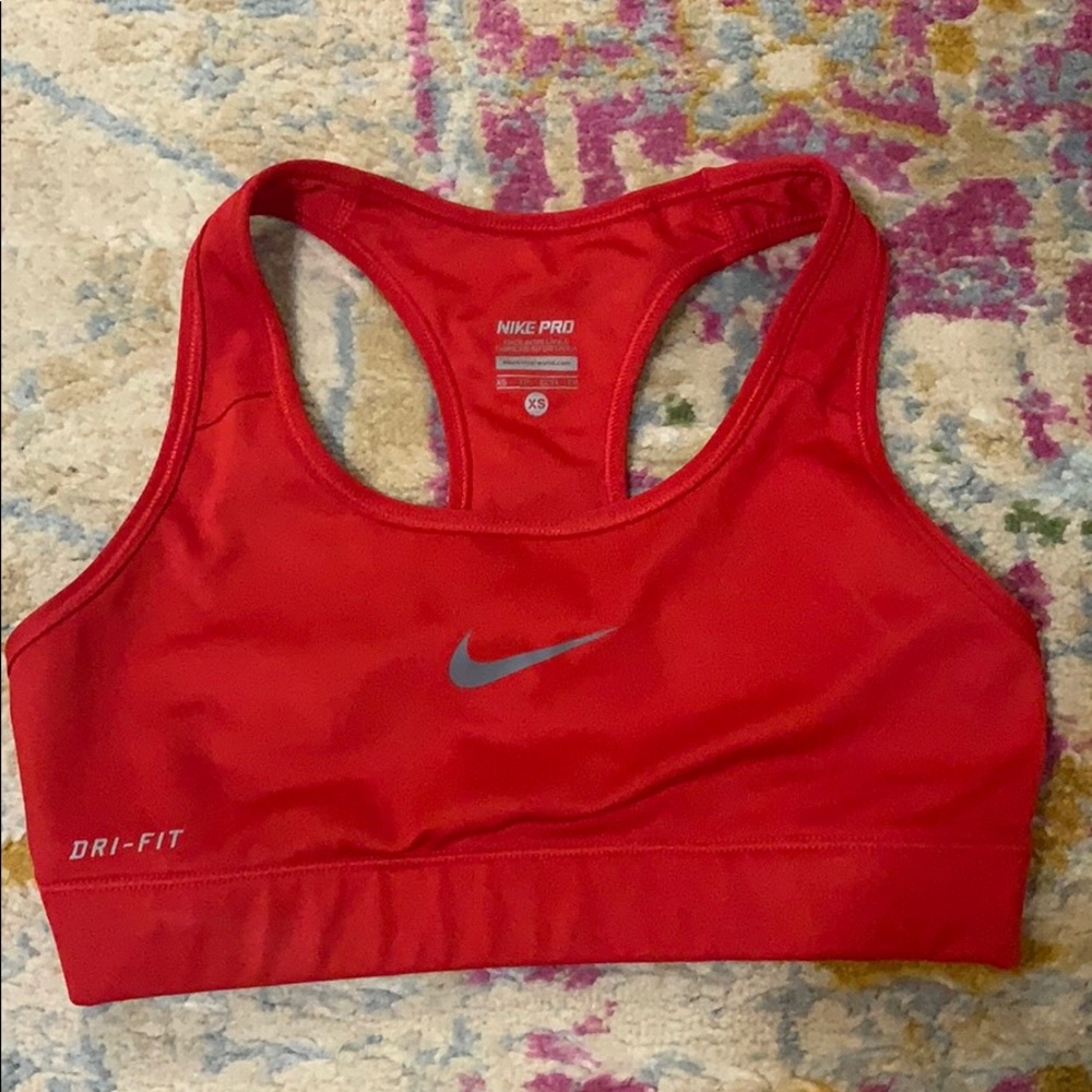 Red Nike pro sports bra